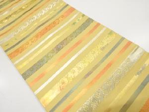 横段に笹蔓模様織り出し　名古屋帯